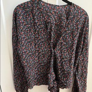 Madewell Wrap Top Long Sleeve V-neck Blouse - M